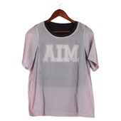 上衣 宽松灰色雪纺衫 徐07 90057女品牌折扣夏闲套头圆领短袖