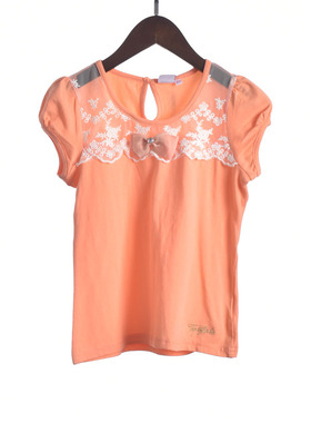 【徐】181017 库存上新夏季圆领女童装圆领拼接短袖T恤