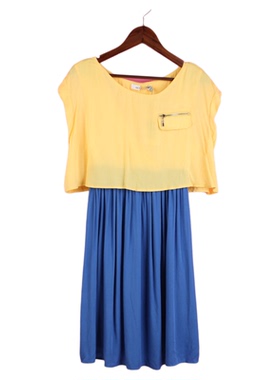 【徐08】104SYMM010库存剪标女式夏季圆领短袖孕妇休闲百褶连衣裙