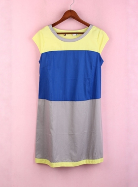 【徐08】100SYMM509上新库存剪标女夏套头圆领拼接孕妇宽松连衣裙