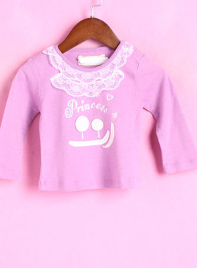 【徐08】迪系列DKL84133库存儿童春秋季套头圆领长袖紫色T恤