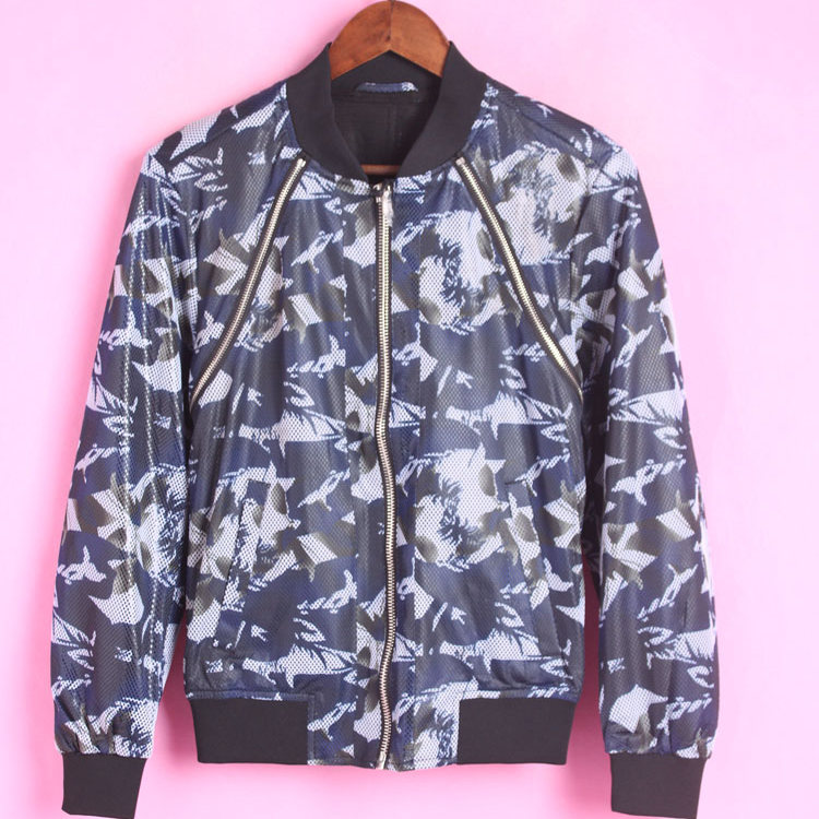 【徐08】瑕疵米系列133MCT968男春秋立领长袖印花夹克短外套