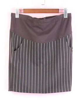 【徐08】100SYMM483上新库存剪标女春秋拼接竖条纹修身孕妇半裙