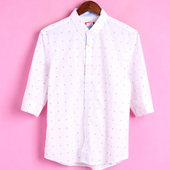 徐08 米系列134MCT427男春秋季 开衫 翻领中袖 白色上衣衬衫