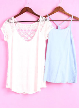 【徐08】337170 SYMM库存剪标女夏套头孕妇装圆领两件套雪纺衫