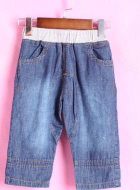 【徐08】迪系列DKL148292库存春秋季女童松紧腰蓝色牛仔长裤