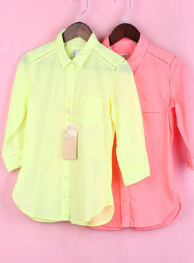 【徐08】坚系列80JCWD290女春夏薄款休闲翻领中袖纯色衬衫上衣