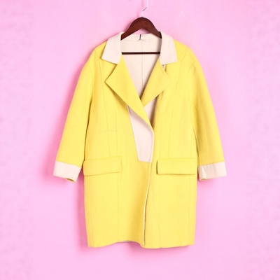 【徐12】米系列133MCT173女秋冬季纯色中长翻领简约毛呢大衣外套