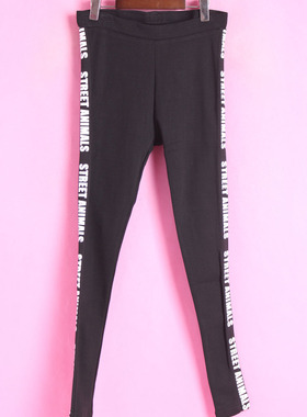 【徐】[练]盼系列PK128915上新春秋女童黑色松紧腰修身打底长裤