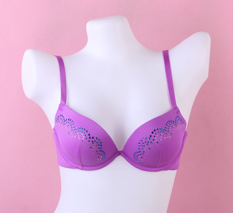 50al933 女库存纯色水钻性感深v上薄下厚聚拢内衣淘宝特惠