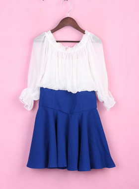 [徐]瑕疵 67XYD*037女春秋季中袖拼接白色连衣裙