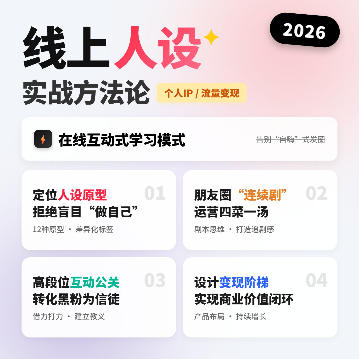 线上人设ip2026从小白入门到IP定位个人品牌认知提升课