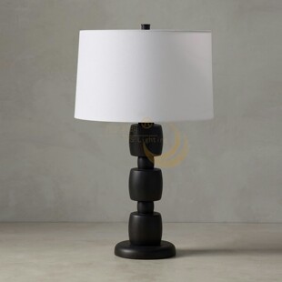 复古禅意哑光黑色布罩台灯法式中古风新中式民宿酒店定制客房台灯