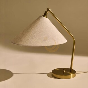 诧寂风极简复古斗笠艺术布罩台灯书房卧室床头灯民宿酒店定制台灯