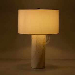 美式极简定制洞石台灯侘寂风简约设计师样板间别墅起居室装饰台灯