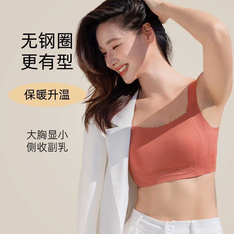 聚拢收副乳胸罩软支撑防下垂大胸显小提拉大码无钢圈文胸无痕内衣