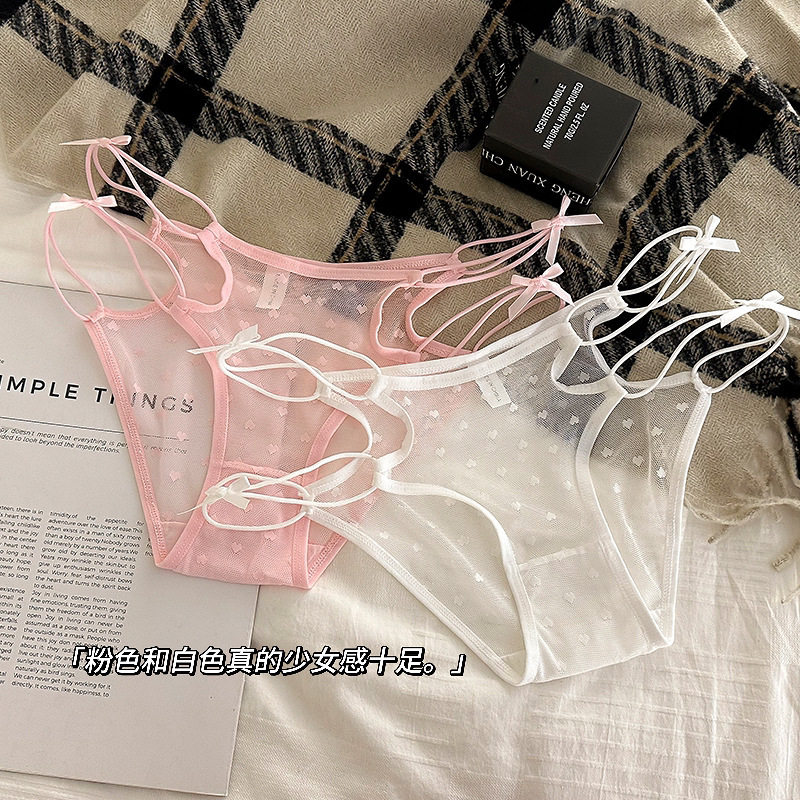 甜欲私藏~法式性感蕾丝内裤女士低腰纯欲镂空舒适纯棉档三角裤女