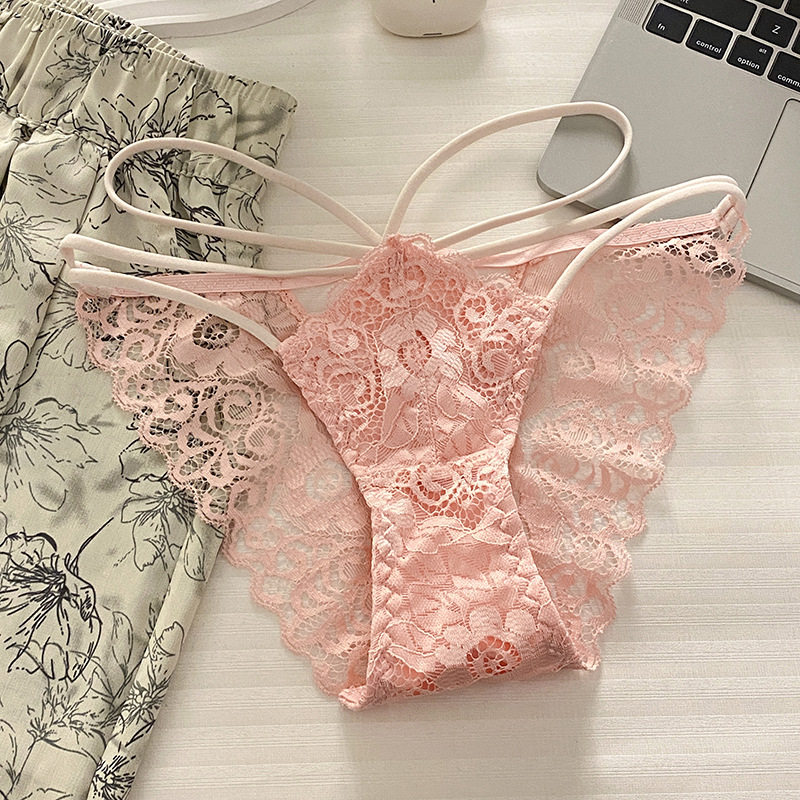 心动时刻~纯欲细带蕾丝透气性感内裤女纯棉档低腰小裤裤交叉三角