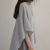 慵懒亚麻风情透气针织套头披肩上衣森系文艺范轻盈日系女装