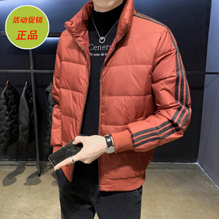 羽绒服男冬季厚袄子外套时尚轻薄短款羽绒衣服韩版潮流三条杠上衣