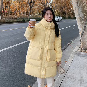 现货 90绒 羽绒服加厚中长款纯色长袖连帽 22608P300控468图片
