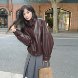 【】现货2025秋新款宽松皮衣外套1536612P145K198，女装皮衣，艾青服饰