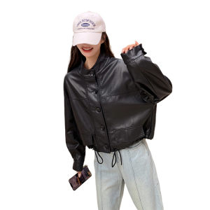 美拉德复古棕色pu皮衣外套女春秋2025新款小个子高级感机车皮夹克图片