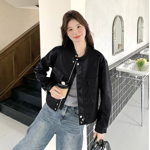 美式复古短款皮衣外套女2025春季新款高级感气质小个子机车风夹克图片