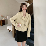 秋季新款现货机车风正肩高级感皮衣外套1532606P145K198，女装皮衣，艾青服饰