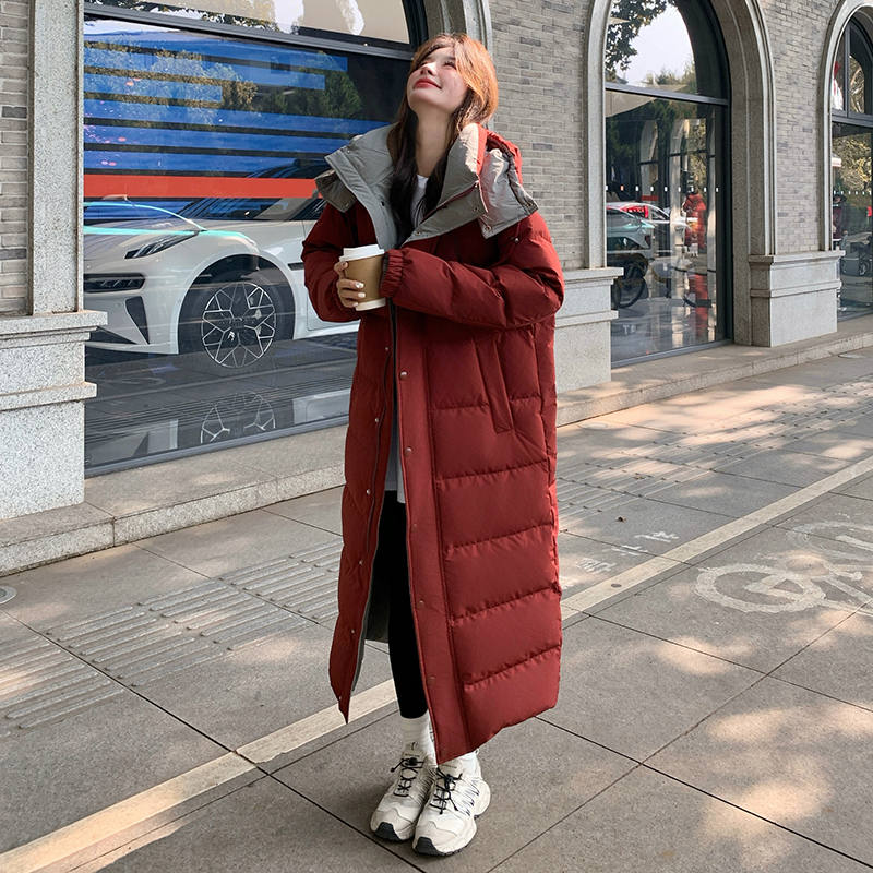 新款现货有买家秀长款90绒大被子羽绒服帽子可脱2486P365K548，女装羽绒服，艾青服饰