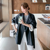 【】现货2025秋新款风衣式宽松皮衣外套1536625P150K218，女装皮衣，艾青服饰