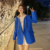 现货主推洋气连帽西装外套女轻奢休闲西服春秋8268P100控158，女装西装，艾青服饰