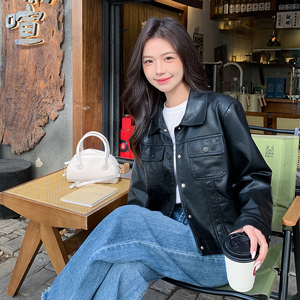 现货 春秋pu夹克机车风皮衣外套153 9832P130控188图片