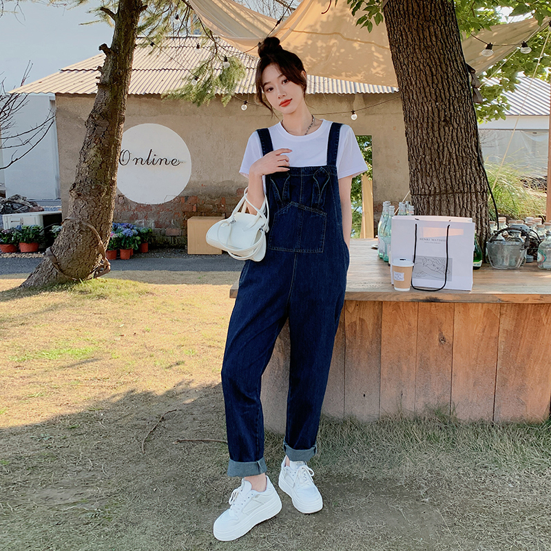 现货春夏款牛仔背带裤休闲裤1302，女装牛仔裤，艾青服饰