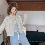 春季新款现货机车风复古皮衣外套1532610P130K198，女装皮衣，艾青服饰