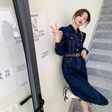 现货已卖开气质修身长款秋装牛仔连衣裙29022309P130控188，女装连衣裙，艾青服饰