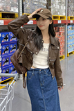 现货主推机车皮衣短款290531p125k178超酷，女装皮衣，艾青服饰