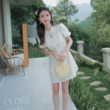 现货新中式连衣裙女夏气质高级提花轻风短裙1652965P125控168，女装连衣裙，艾青服饰