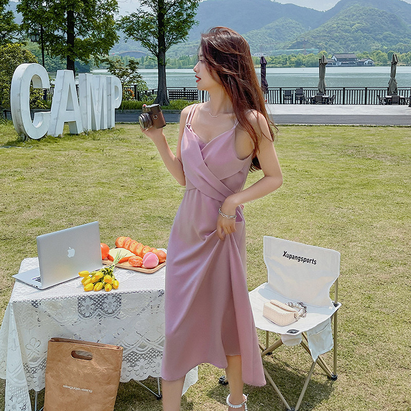 现货仿醋酸缎面时尚吊带连衣裙女内搭外穿背心裙165142P85控138,女装连衣裙,艾青服饰