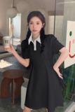 法式俏皮减龄撞色Polo领连衣裙女2025夏季新款韩版收腰显瘦短裙子，女装连衣裙，艾青服饰