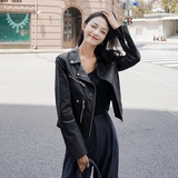 现货主推秋水洗皮衣女修身短款机车PU皮夹克290221P120控188，女装皮衣，艾青服饰