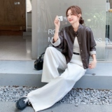 美式棕色短款机车服外套女春秋2025超火好看高级小众皮衣夹克上衣，女装皮衣，艾青服饰