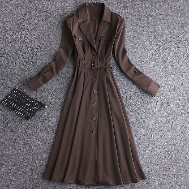 大货已出两穿连衣裙可当风衣西装领外套长裙48798P125控178,女装连衣裙,艾青服饰