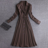 大货已出两穿连衣裙可当风衣西装领外套长裙48798P125控178，女装连衣裙，艾青服饰