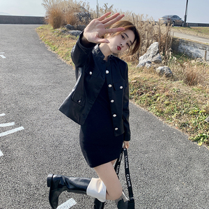 现货 显瘦机车PU皮衣女春秋百搭外套皮夹克潮290 8269P115控178图片