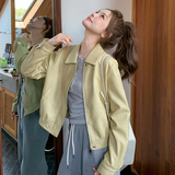 皮衣短外套女2025秋季新款时髦洋气宽松显瘦百搭PU皮小个子皮夹克，女装皮衣，艾青服饰