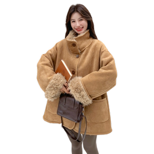 两穿皮毛一体羊羔毛机车服秋冬麂皮毛毛外套女153 6645P205K328图片