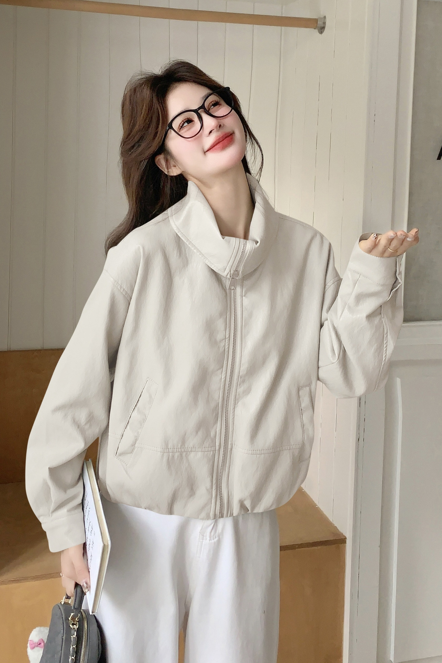 2026新款现货韩版皮衣外套1535203P145K238,女装皮衣,艾青服饰