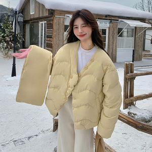新款现货 有买家秀  黄色50绒围巾款羽绒服宽松153 2493P225K338图片