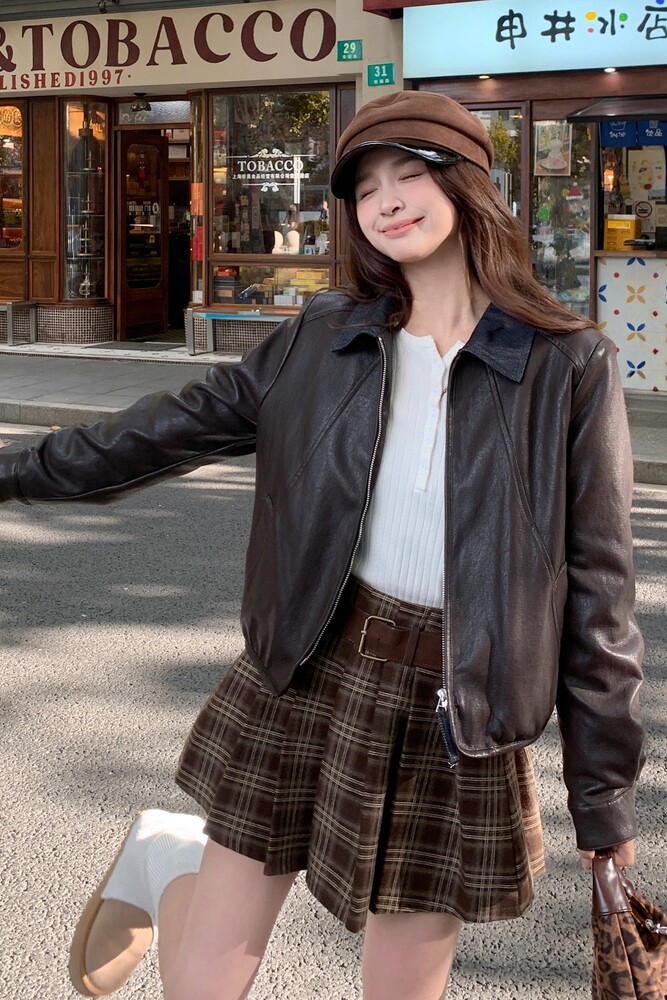 现货加棉PU皮外套加绒保暖棉服潮1536653P155K228,女装皮衣,艾青服饰